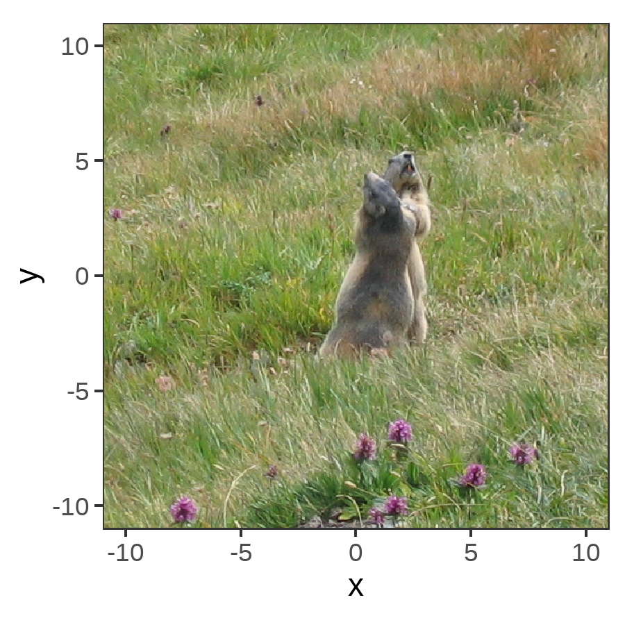 Use of an image with size = 1 with ggplot2